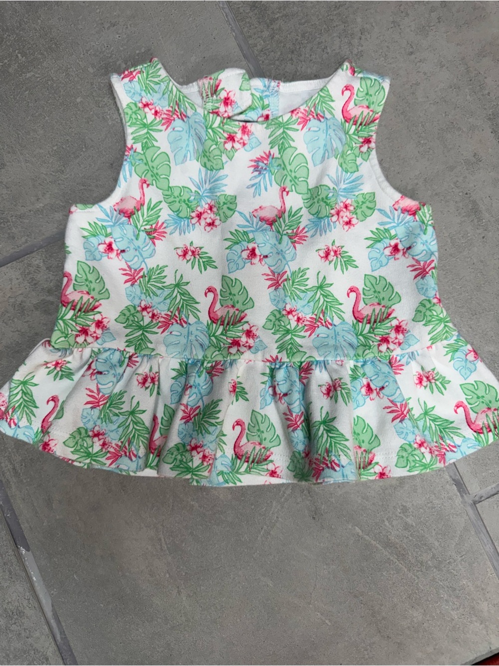 Janie and Jack Flamingo Peplum Top Bow Back Tropical Size 3